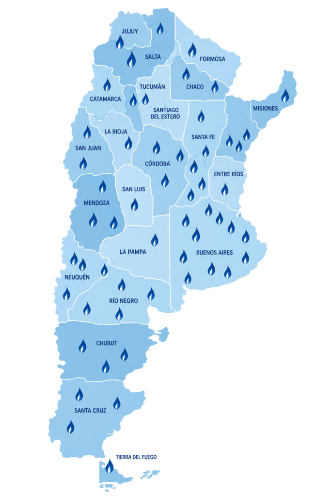 Mapa de presencia federal de UPSGAS